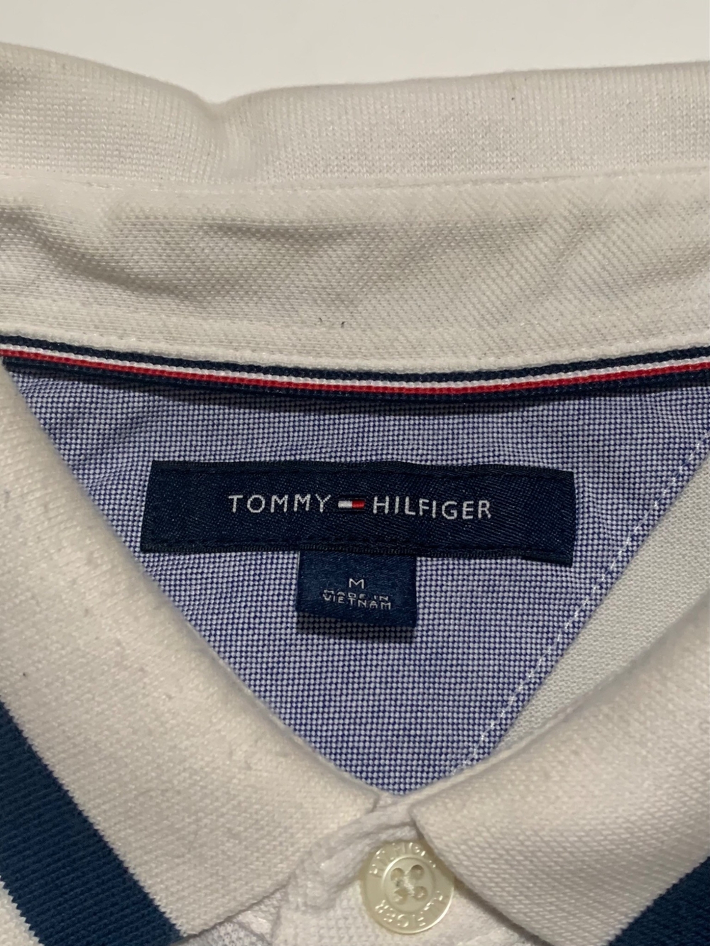 Tommy Hilfiger Womens Navy Short Sleeve Tee with White Trim and Shoulder Buttons - Picture 4 of 5
